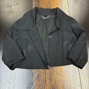 Bebe Dressy Blazer Jacket‎ Womens SIZE 4 Black Cropped Lining Buttons READ